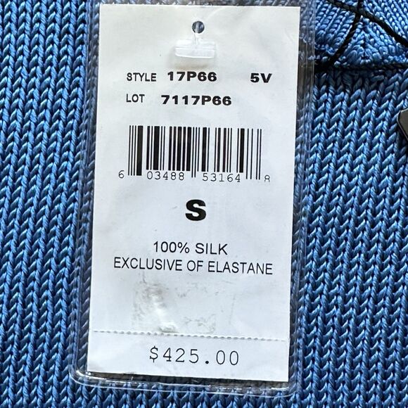 Ralph Lauren Black Label Top Women Small Blue Silk Cold Shoulder - Picture 8 of 9